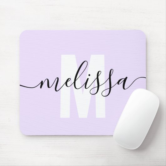 Tapis De Souris Script Monogramme moderne violet clair (Avec souris)