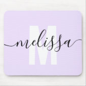 Tapis De Souris Script Monogramme moderne violet clair (Devant)