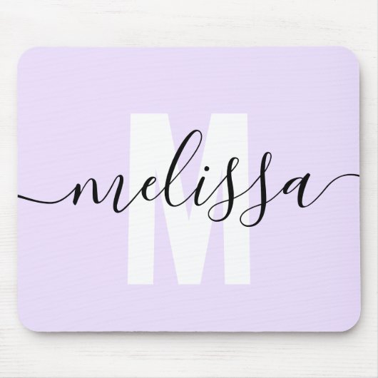 Tapis De Souris Script Monogramme moderne violet clair (Devant)