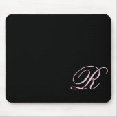 Tapis De Souris Script Monogramme rose Souris noire Panier (Devant)