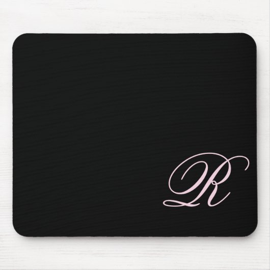 Tapis De Souris Script Monogramme rose Souris noire Panier (Devant)