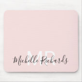 Tapis De Souris Script monogramme rose vif moderne (Devant)