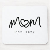 Tapis De Souris Script Simple Cœur Noir Mère Maman Établie (Devant)