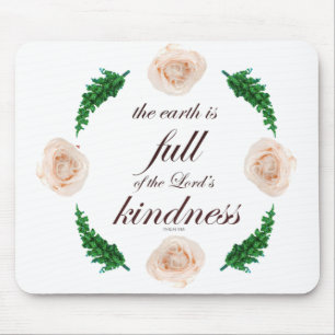 Tapis De Souris Scripture, Psaume 33, White Roses & Green Branches