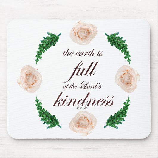 Tapis De Souris Scripture, Psaume 33, White Roses & Green Branches (Devant)