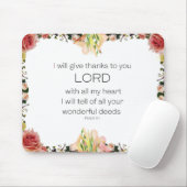Tapis De Souris Scripture Psaume 9, Floral (Avec souris)