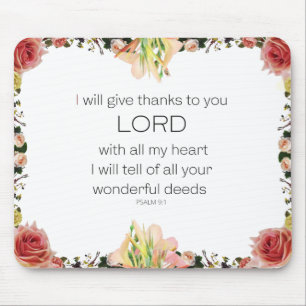 Tapis De Souris Scripture Psaume 9, Floral
