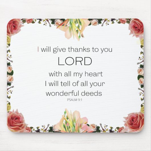 Tapis De Souris Scripture Psaume 9, Floral (Devant)