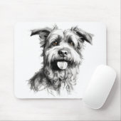 Tapis De Souris Scruffy Terrier Portrait Croquis (Avec souris)