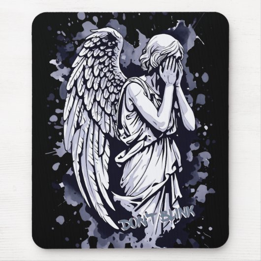 Tapis De Souris Sculpture d'un ange larmant - avec des éclaboussur (Devant)
