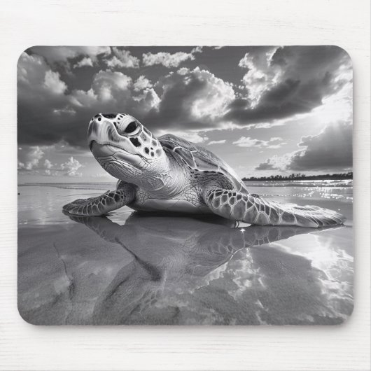 Tapis De Souris Sea Turtle Art noir et blanc (Devant)