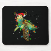 Tapis De Souris Sea Turtle Christmas Lights Funny Santa Hat Merry (Devant)