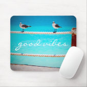 Tapis De Souris Seagull Beach Birds Photo Good Vibes Citation Scri (Avec souris)