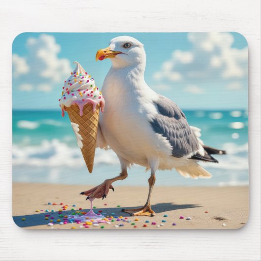 Tapis De Souris Seagull Holding an Ice Cream Cone (Devant)