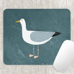 Tapis De Souris Seagull Turquoise<br><div class="desc">Une mouette coquine debout au bord de l'océan. Parfait pour ceux qui sont inséparables et la côte. Art original de Nic Squirrell.</div>