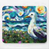 Tapis De Souris Seagull Van Gogh Style Plage Sky Blue Turquoise (Devant)