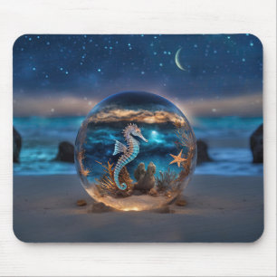 Tapis De Souris Seahorse et Starfish Beach Sous l'eau Surreal Orb