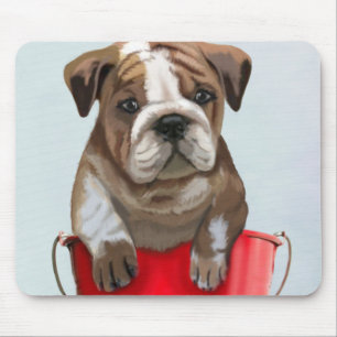 Tapis De Souris Seau de bouledogue de rouge 2 d'amour