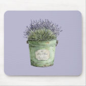 Tapis De Souris Seau Vert Fleurs de Lavande (Devant)