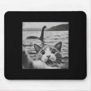 Tapis De Souris Selfie Chat Avec Loin Ness Monster Funny Chats Hom