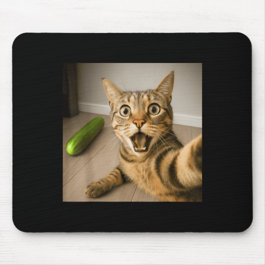 Tapis De Souris Selfie Chat Chocé Drôle Avec Conception De Mème De (Devant)