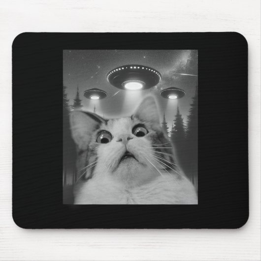 Tapis De Souris Selfie De Chat Avec Ufos (Devant)