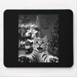 Tapis De Souris Selfie De Chat De Noël Drôle Avec Santa Claus Cute