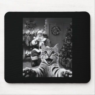 Tapis De Souris Selfie De Chat De Noël Drôle Avec Santa Claus Cute