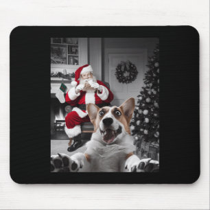 Tapis De Souris Selfie De Chien De Corgi De Noël Drôle Avec Le Pèr