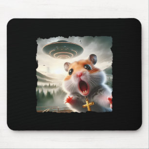 Tapis De Souris Selfie de hamster drôle avec un voyage alien Meme