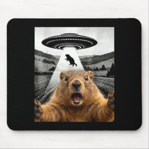 Tapis De Souris Selfie de marmotte avec humour d'OVNI alien Hommes