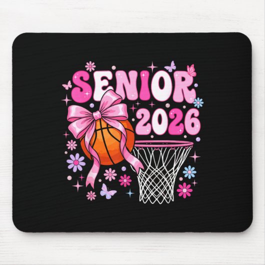 Tapis De Souris Senior 2026 class of 2026 basketball coquette bow (Devant)