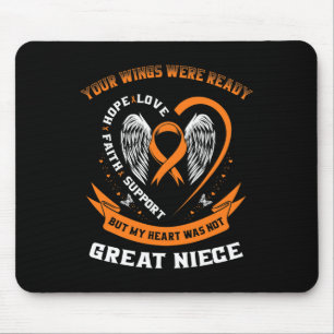 Tapis De Souris Sensibilisation à la leucémie orange Grande Nièce 