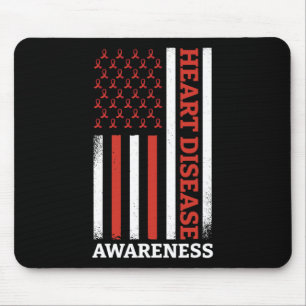 Tapis De Souris Sensibilisation à la maladie cardiaque Drapeau amé