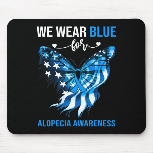 Tapis De Souris Sensibilisation à l'Alopécie 4 juillet Papillon bl (Devant)