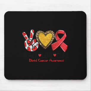 Tapis De Souris Sensibilisation au cancer du sang Paix Amour Cure