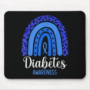 Tapis De Souris Sensibilisation au diabète Arc-en-ciel Bleu Ruban