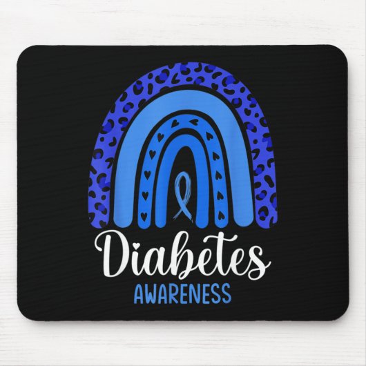 Tapis De Souris Sensibilisation au diabète Arc-en-ciel Bleu Ruban (Devant)