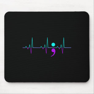 Tapis De Souris Sensibilisation au suicide Heartbeat Happy Ribbon
