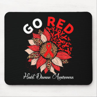 Tapis De Souris Sensibilisation aux maladies du coeur rouge Ruban