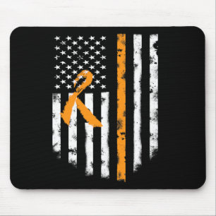 Tapis De Souris Sensibilisation Drapeau américain Orange Ribbon Te