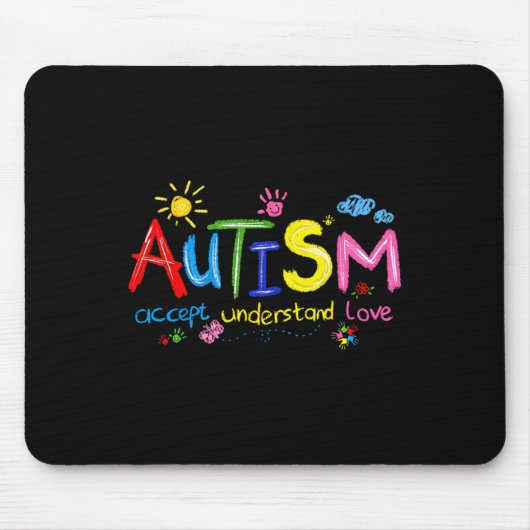 Tapis De Souris Sensibilisation sur l'autisme Accepter Comprendre (Devant)
