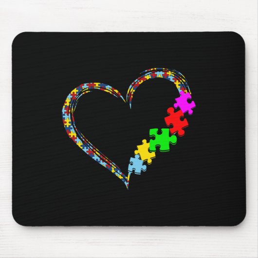 Tapis De Souris Sensibilisation sur l'autisme Amour Coeur Puzzle P (Devant)