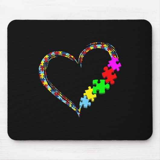 Tapis De Souris Sensibilisation sur l'autisme Amour Coeur Puzzle P (Devant)