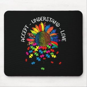 Tapis De Souris Sensibilisation sur l'autisme Daisy Flower Accepte