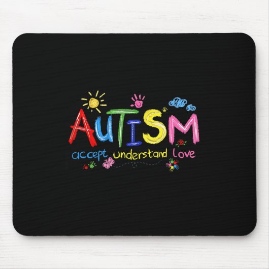 Tapis De Souris Sensibilisation sur l'autisme de brosse Accepter C (Devant)