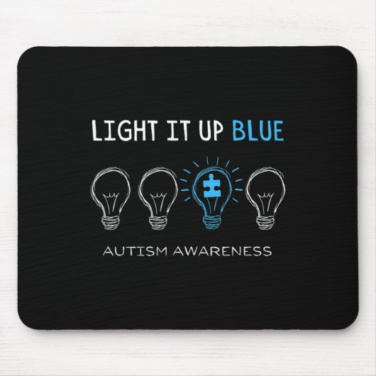 Tapis De Souris Sensibilisation sur l'autisme Éclairer Sur Bleu Ho (Devant)
