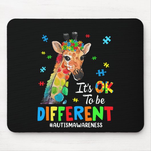 Tapis De Souris Sensibilisation sur l'autisme Giraffe Femme Son Ok (Devant)
