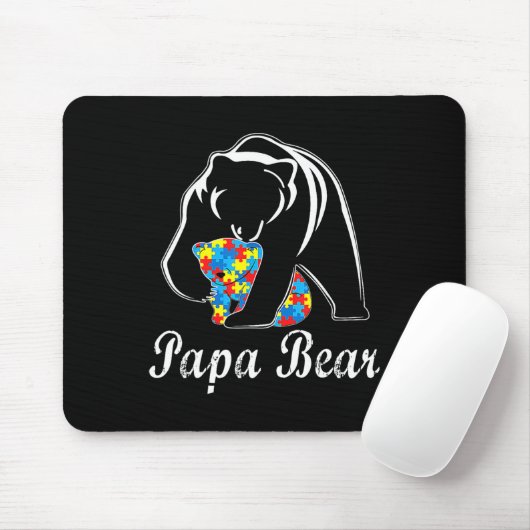 Tapis De Souris Sensibilisation sur l'autisme Papa Support Ours Ad (Avec souris)