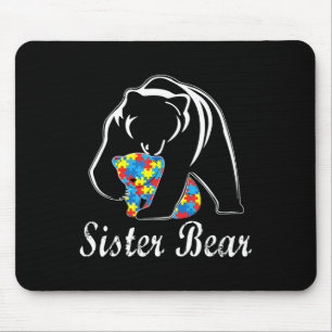 Tapis De Souris Sensibilisation sur l'autisme Soeur Ours Soutien A
